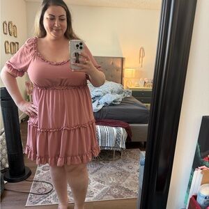 Women's Pink Ruffle Dress